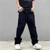 Y2K Black Baggy Jeans Streetwear American Retro Printed Letter Pants Straight Hip-hop Loose Denim Trousers